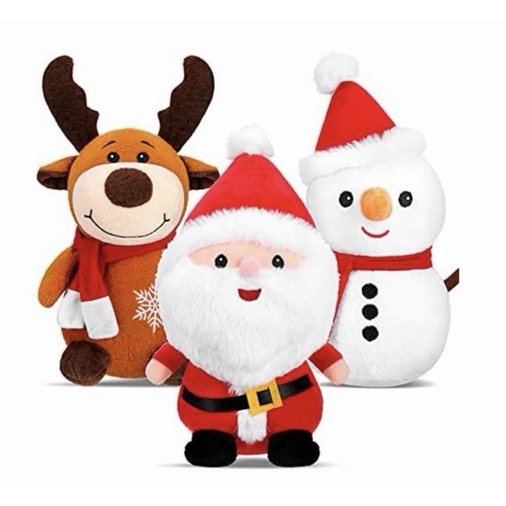 3 Pieces Christmas Plush Toys Santa Claus, Reindeer , Snowman